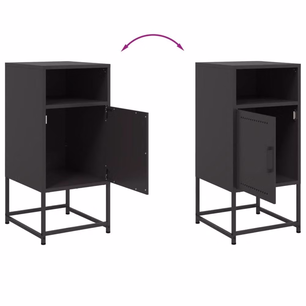 Berkfield Home Set of 2 Black Industrial Metal Bedside Cabinets, W/D/H: 36 x 39 x 78 cm – 4