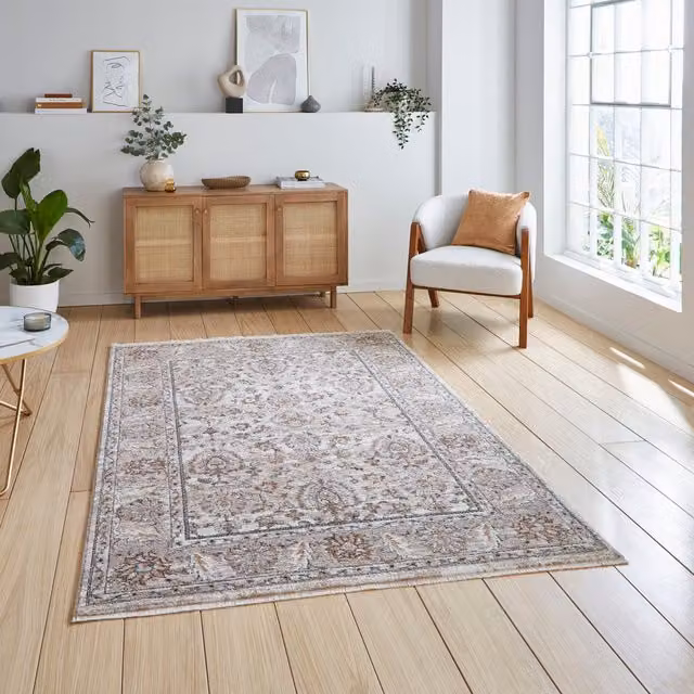 Terrys Vintage Machine Woven Rectangular Polypropylene Rug in Beige