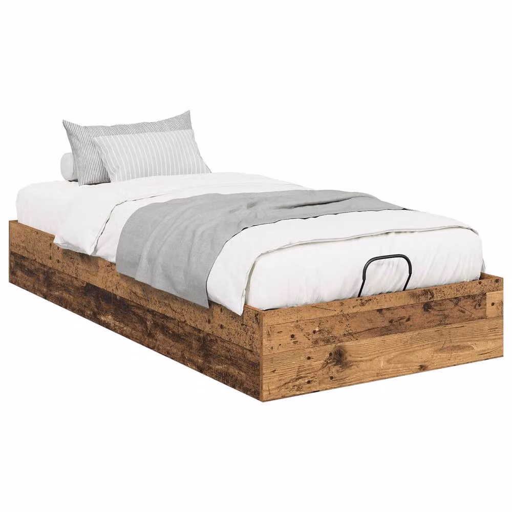Berkfield Home Ottoman Bed Frame in Brown Old Wood, W/D/H: 90 x 203 x 25 cm – 3