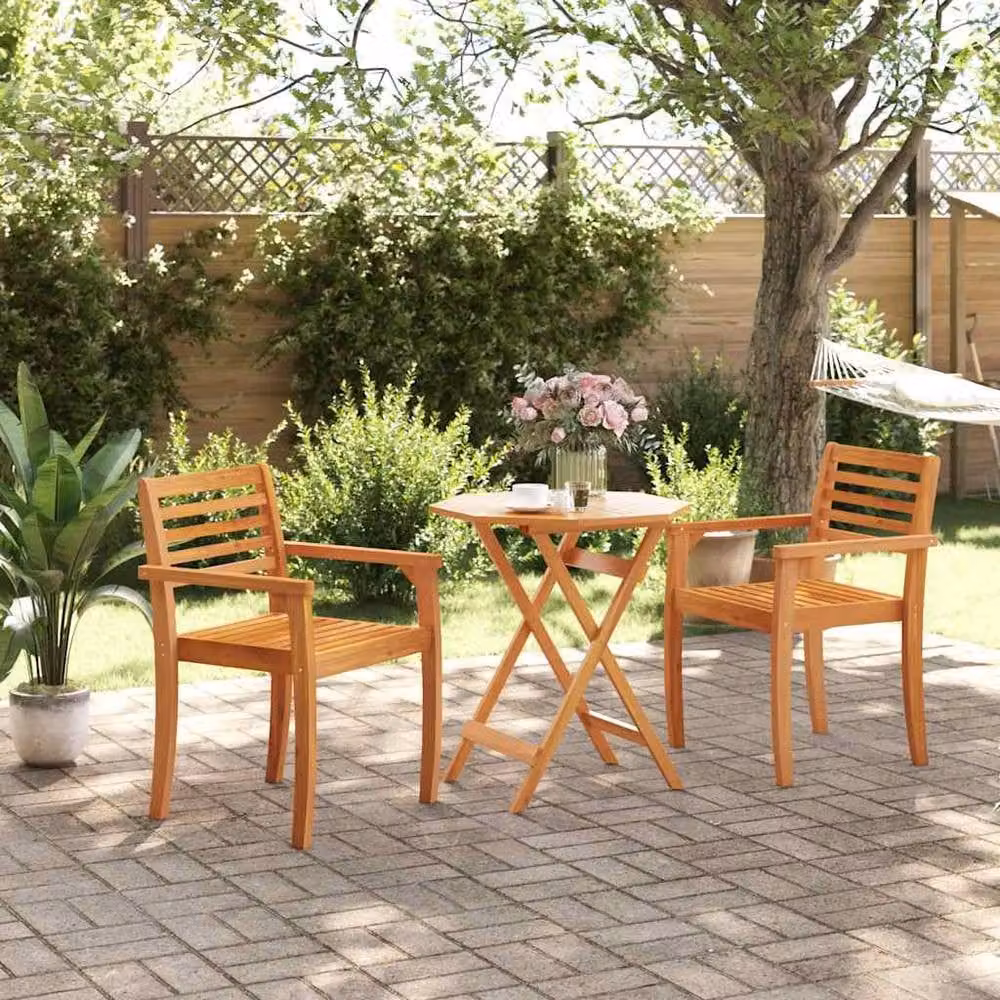 Berkfield Home Folding Garden Table in Brown Solid Acacia Wood, W/D/H: 70 x 70 x 75 cm – 3