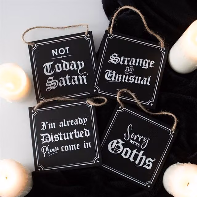 KDMK Not Today Satan Funny Hanging Sign, Black