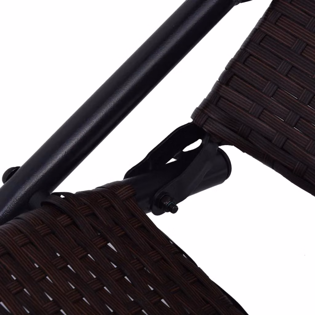 Berkfield Home Folding Sun Lounger in Brown Poly Rattan with Armrests – 4