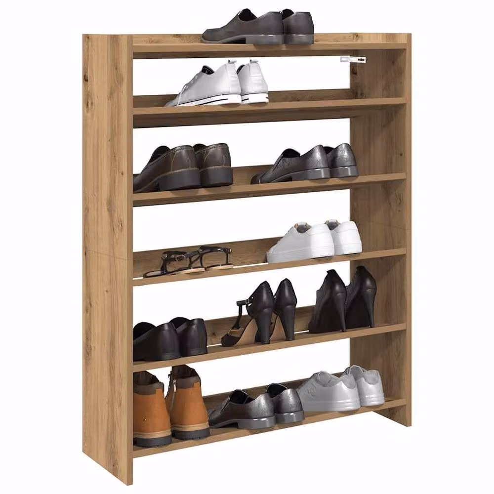Berkfield Home Artisan Oak Shoe Rack in Brown, W/D/H: 80 x 25 x 100 cm – 2