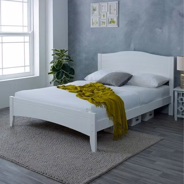 CAPTAINS TM Modern White Solid Wood Bed Frame with Drawers, W/D/H: 140 x 200 cm