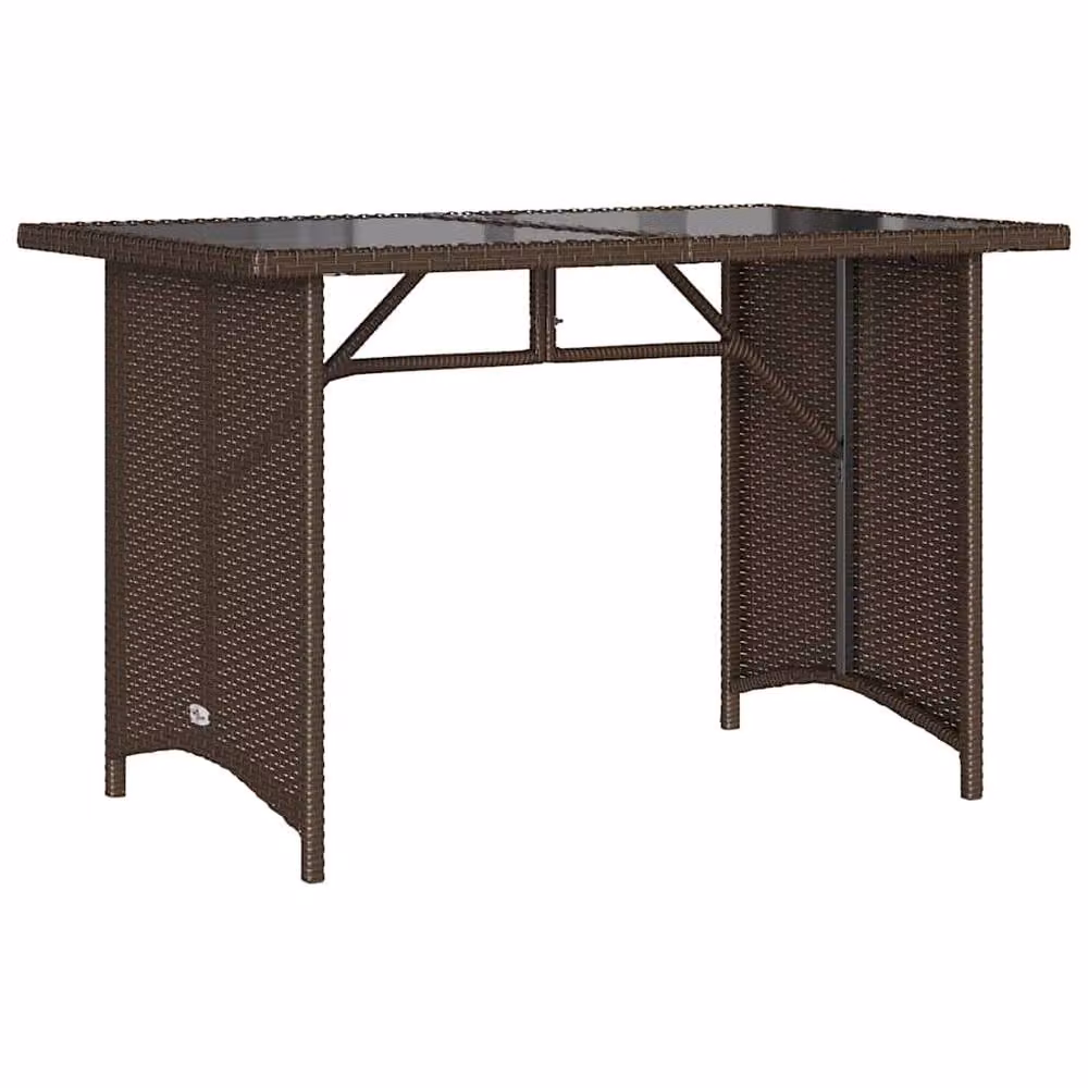 Berkfield Home Brown Poly Rattan Garden Table with Glass Top, W/D/H: 110 x 68 x 70 cm – 2