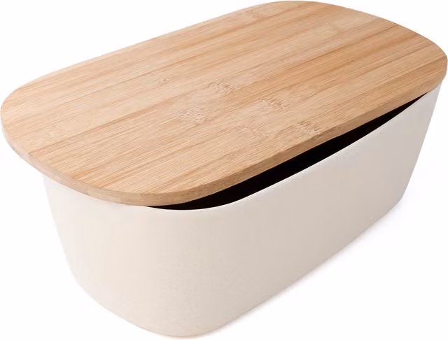 Joejis White Retro Style Kitchen Bread Bin with Bamboo Cutting Board Lid