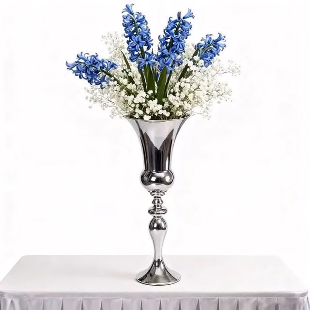 KORVIXA Silver Metal Luxury Cylinder Flower Vase for Tabletop Decor