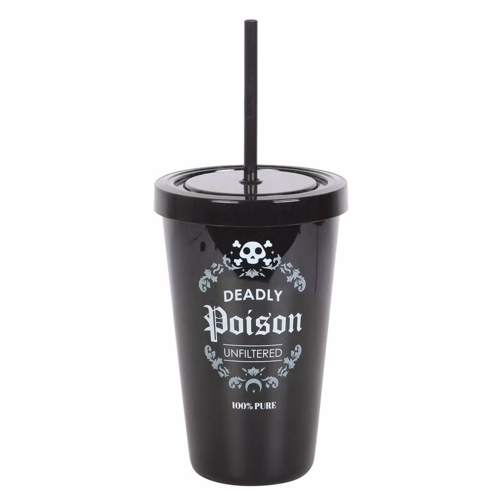 Uniqueful Deadly Poison Plastic Tumbler with Straw in Black, 500 ml – 3