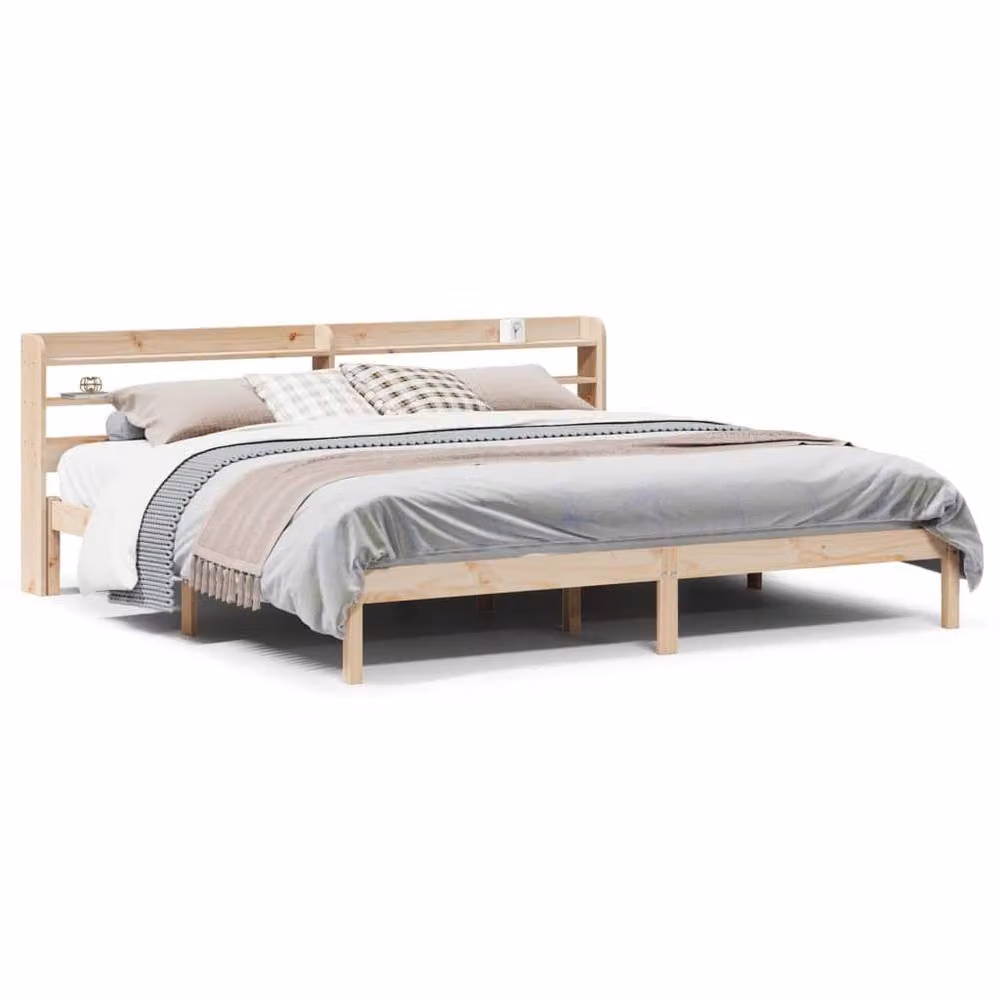 Berkfield Home Beautiful Solid Pine Bed Frame in Light Brown, W/D/H: 180 x 200 x 82 cm – 2