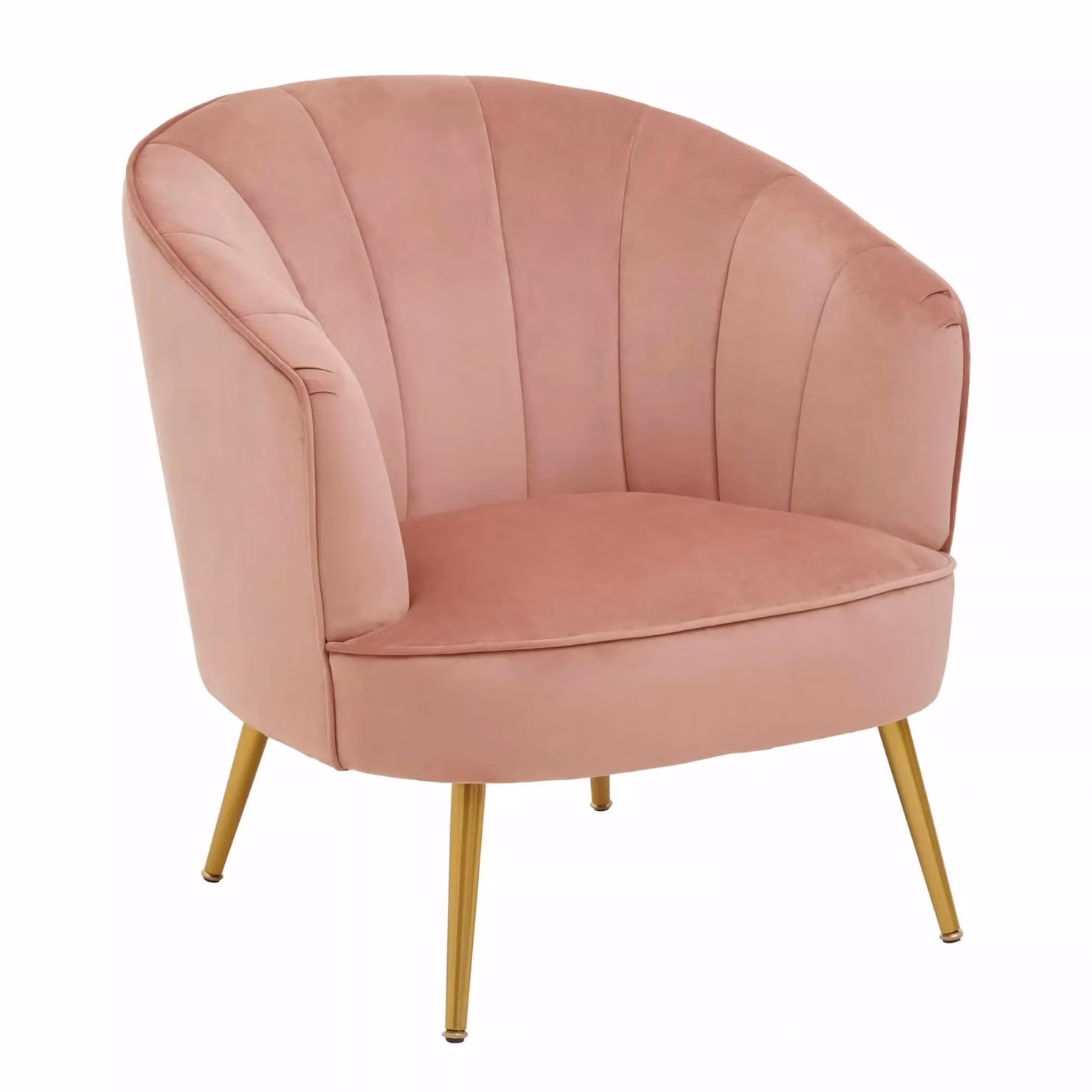 Orsina Yolanda Modern Velvet Accent Chair in Pink with Gold Metal Legs – 2