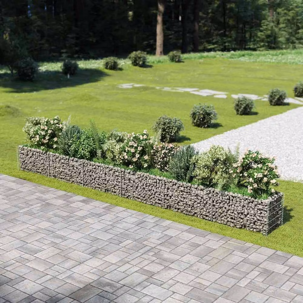 Berkfield Home Durable Galvanised Steel Gabion Raised Bed in Silver, W: 540 cm, D: 50 cm, H: 50 cm – 1