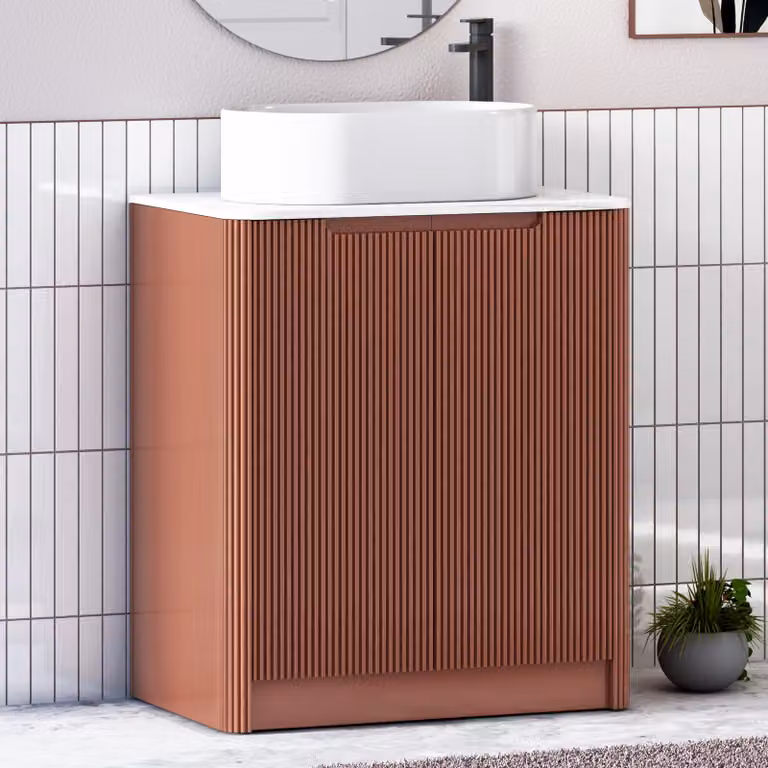 Royal Bathrooms Avenza 800mm Terracotta Clay Floor Standing 2 Door Vanity Unit with Peak Basin