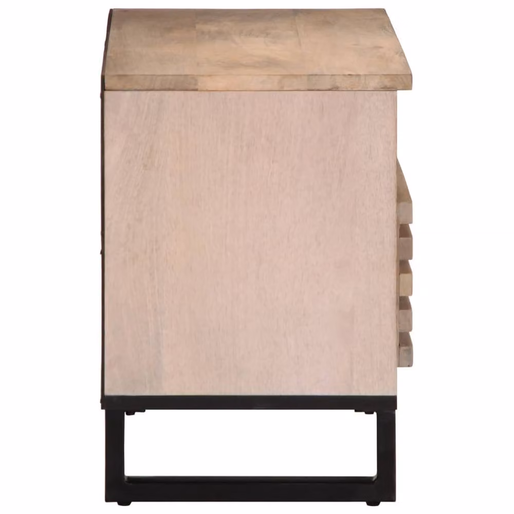 Berkfield Home Mango Wood TV Cabinet in Grey, W/D/H: 80 x 34 x 46 cm – 3