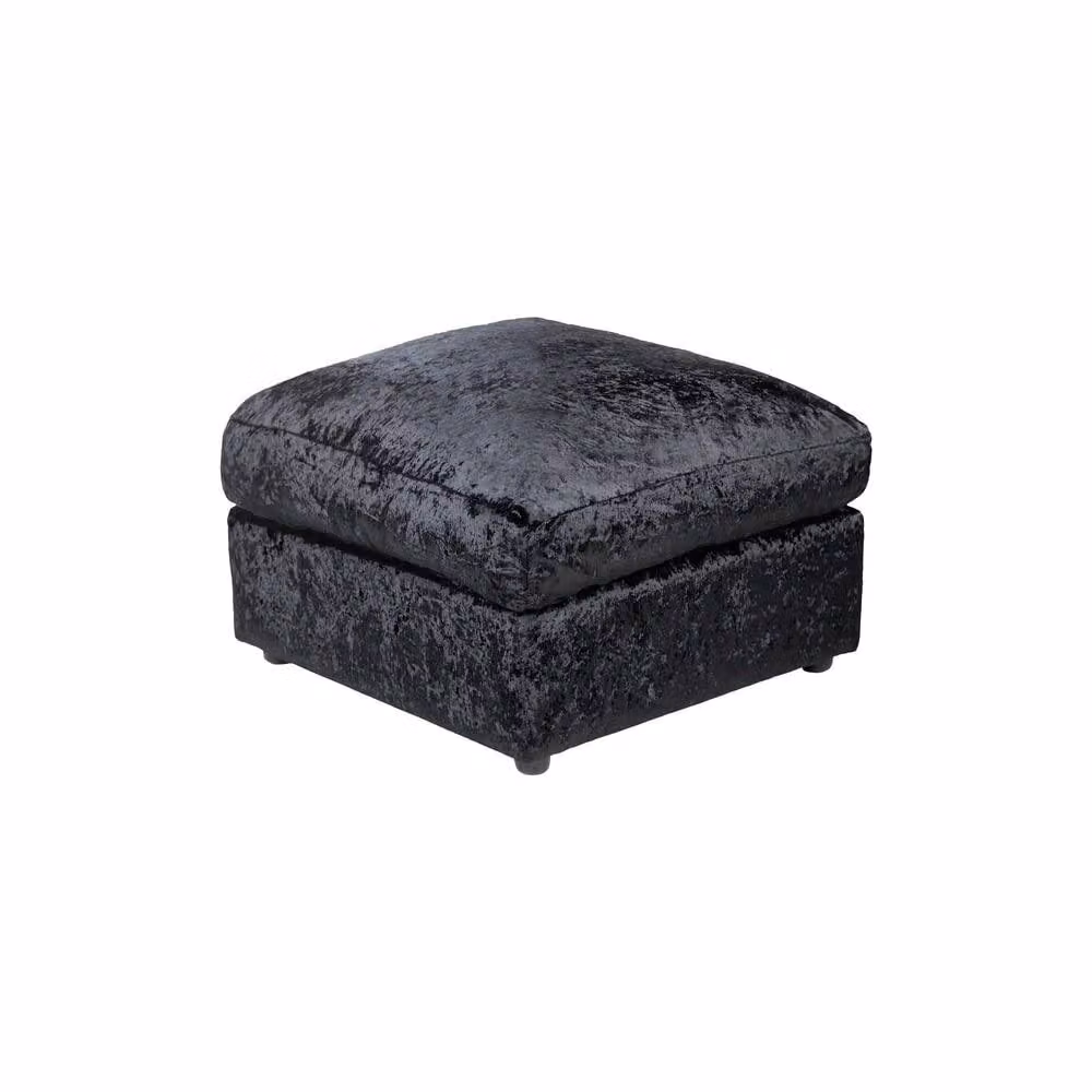 LUXURY LIFE Declan Crushed Velvet Fabric Footstool in Black – 2