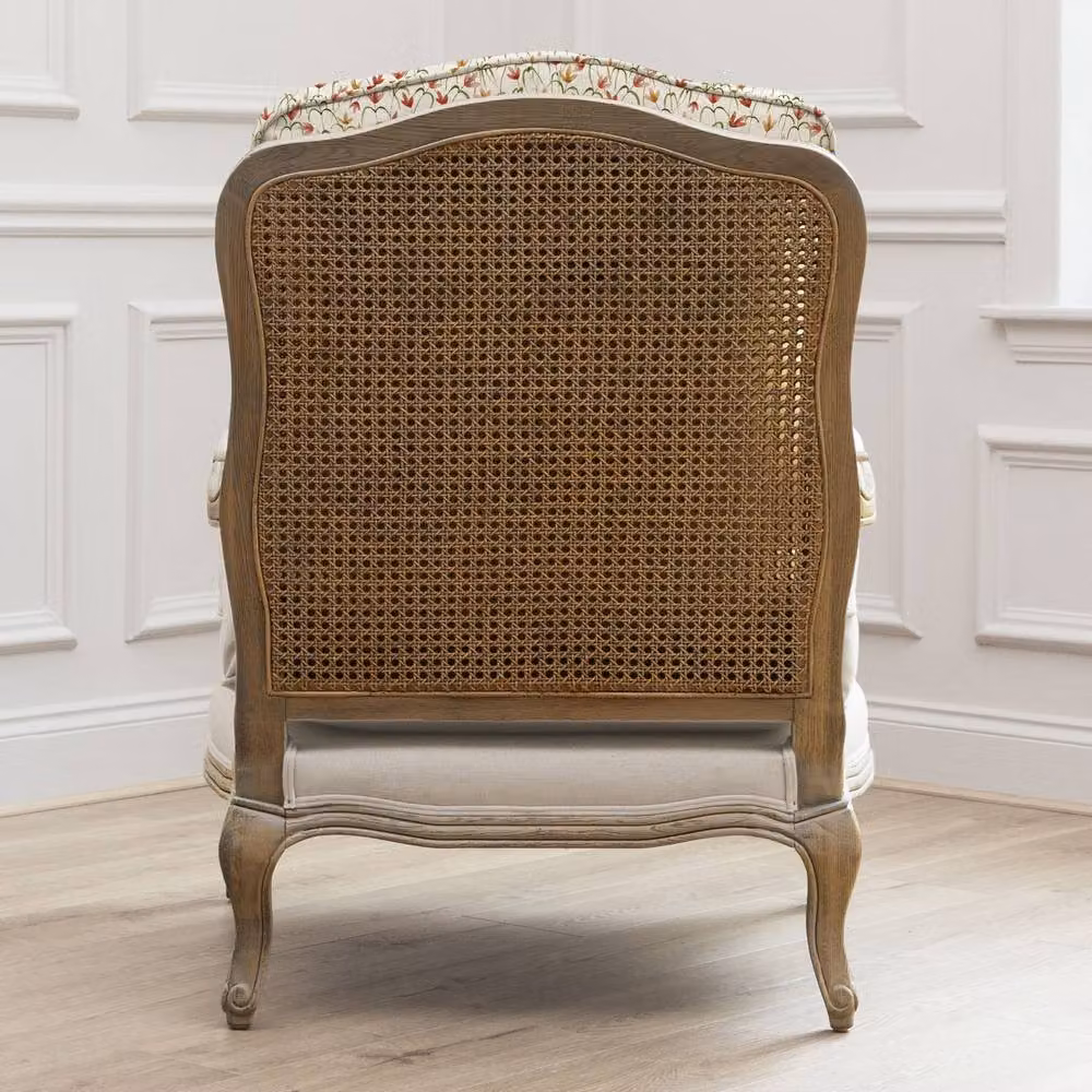 Voyage Maison Fresia Printed Florence Chair in Light Oak with Floral Fabric and Armrests – 2