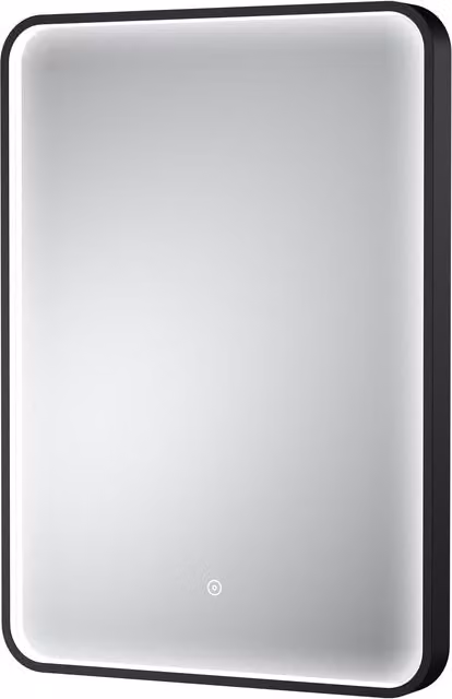 Balterley Inset Framed LED Touch Sensor Mirror with De-mister Pad, Matt Black, W: 70 cm, H: 50 cm