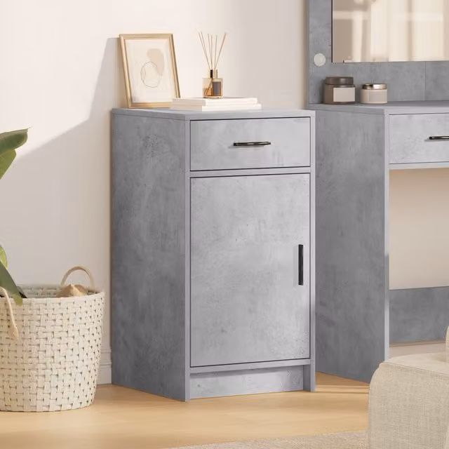 Berkfield Home Sideboard in Concrete Grey, W/D/H: 40 x 41 x 75 cm