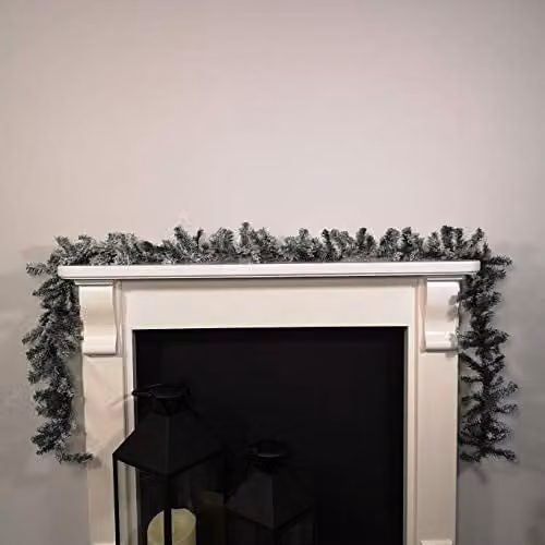 Premier 2.7m Snow Flocked Woodcote Fir Christmas Garland in White and Green – 1