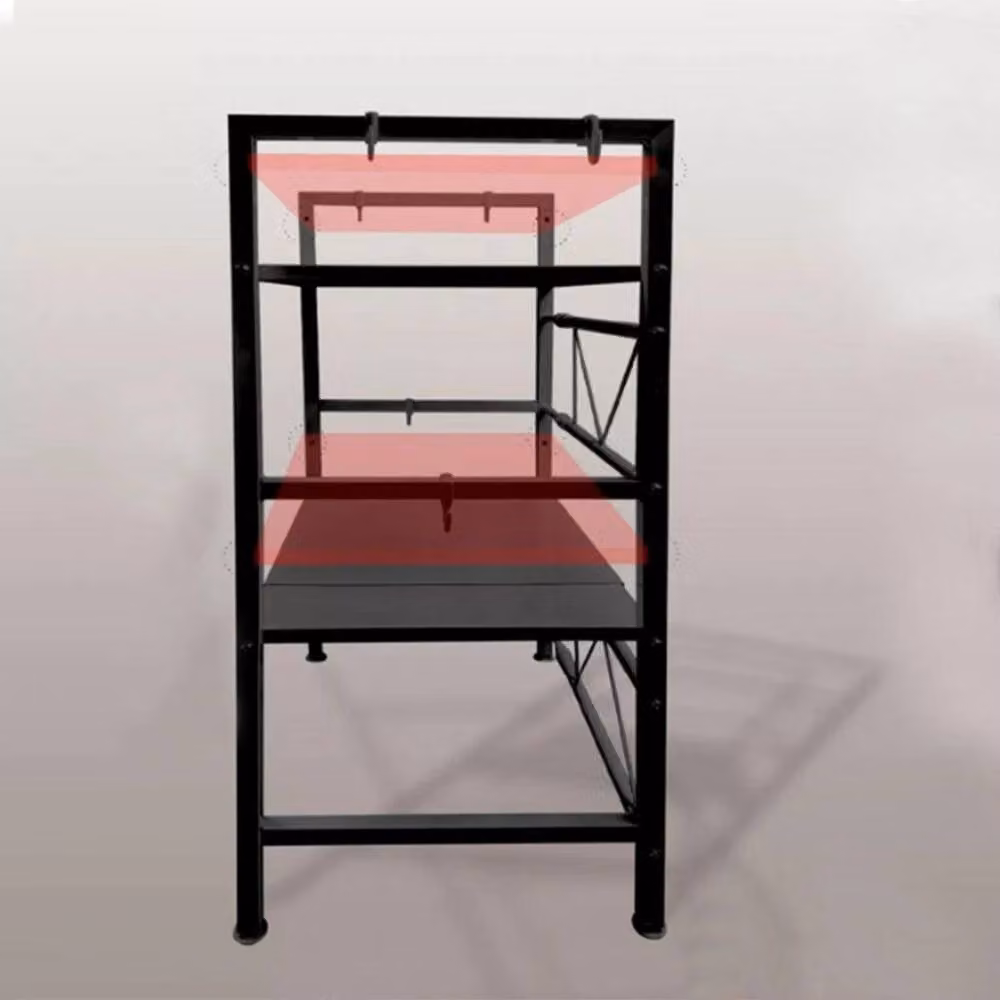 FLAVORA 2-Tier Expandable Metal Microwave Oven Rack in Black with Adjustable Shelves – 3