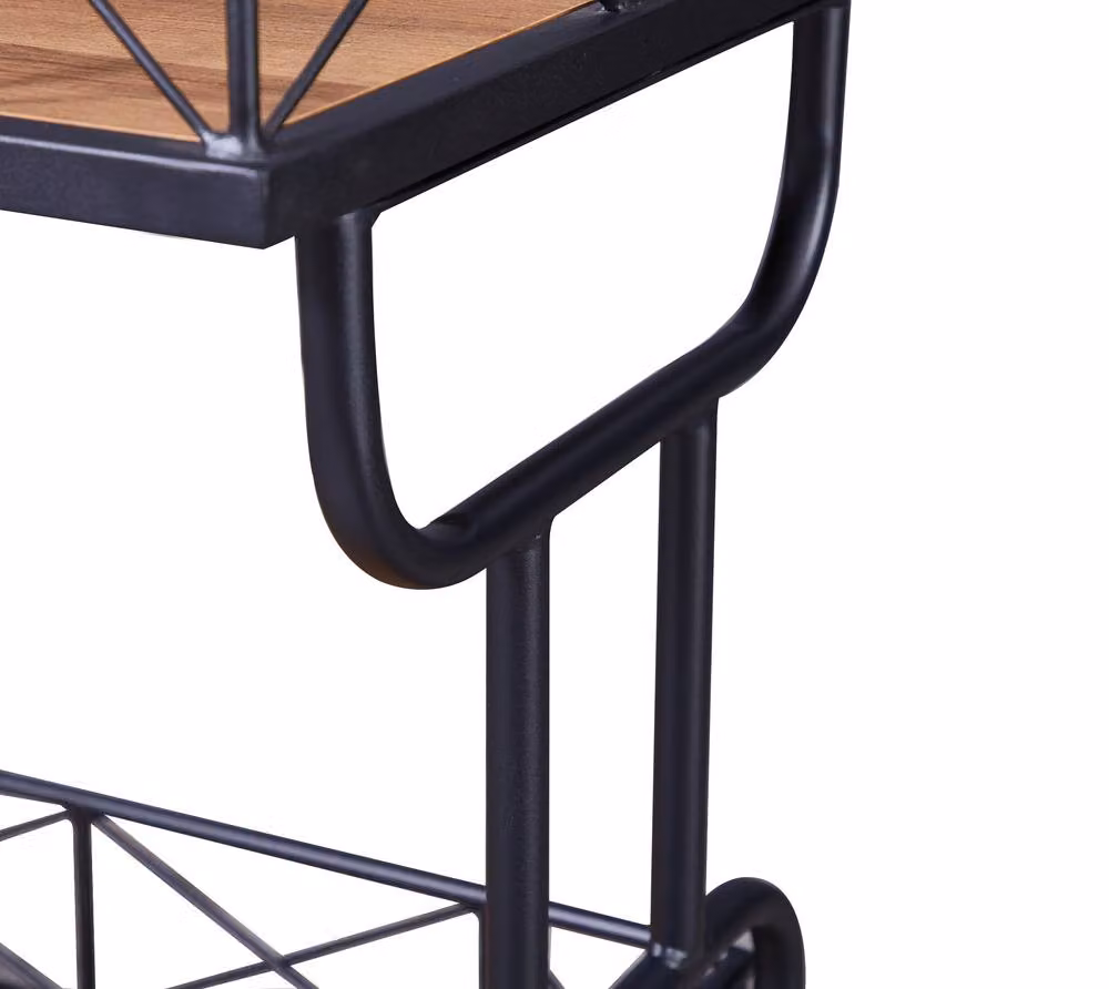 Mona Vale Furniture Industrial 2-Tier Metal Bar Cart with Castors in Brown – 5