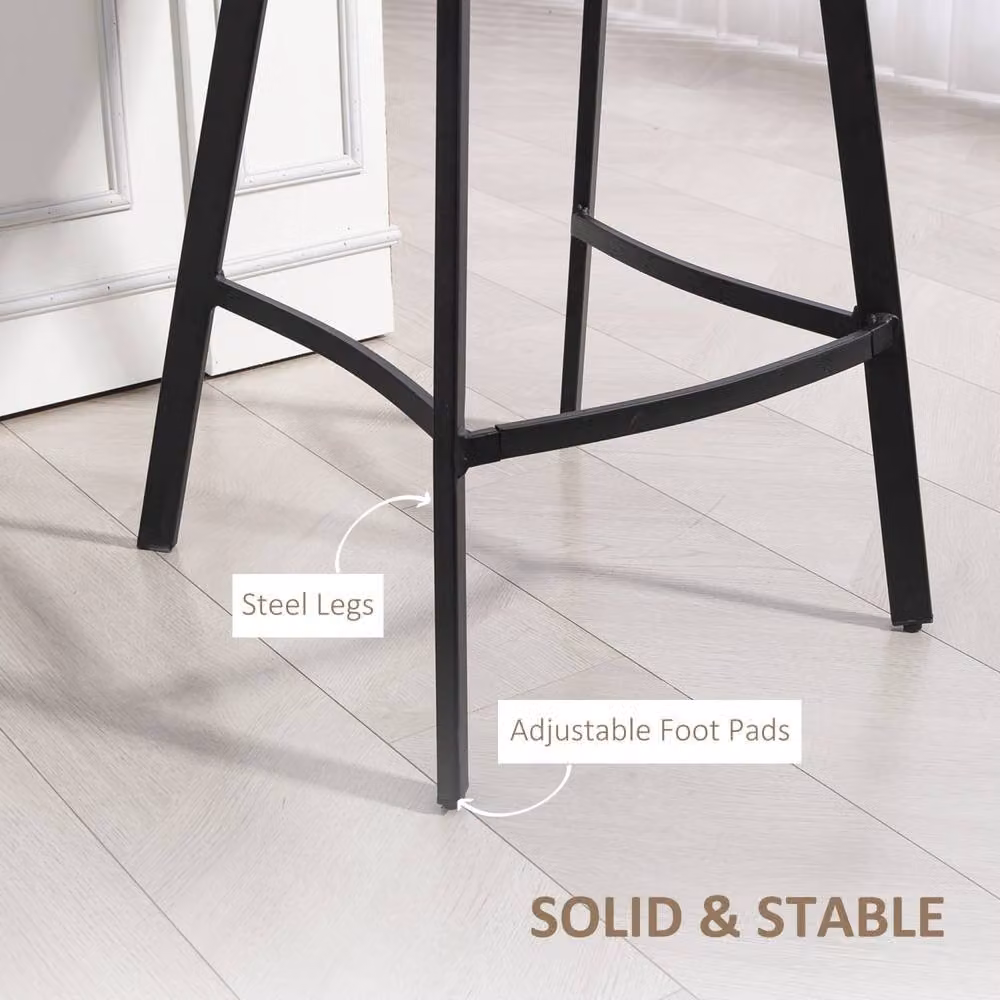 Wyld Haus Panato Set of 2 Modern Faux Leather and Metal Bar Stools in Brown and Black – 5