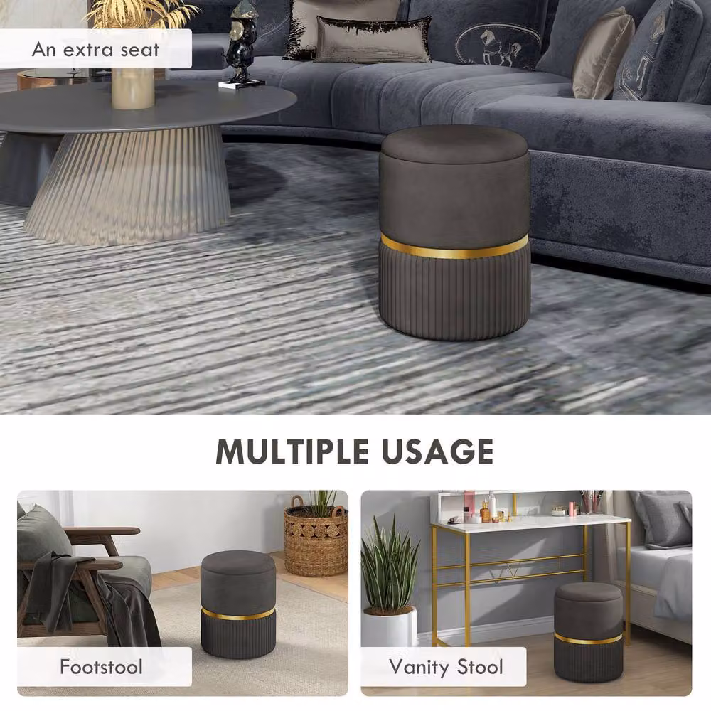 STILVORA Grey Upholstered Footstool with Storage – 7