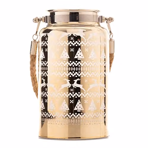 Shatchi Gold Scandinavian Design Glass Christmas Jar Table Lamp – 1