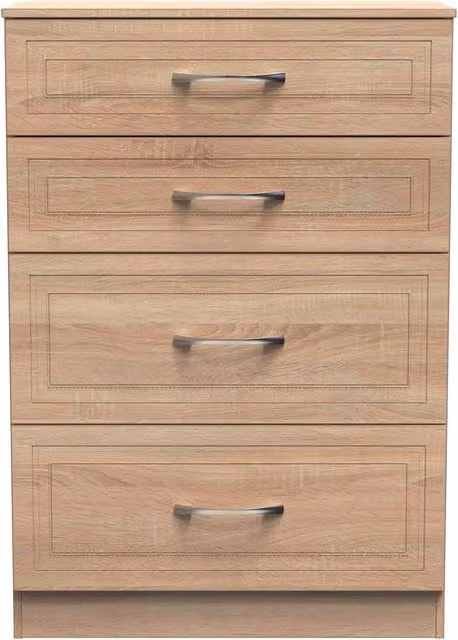 Ready Assembled 2 U Stafford 4 Drawer Deep Chest in Sand Wood Finish – 1