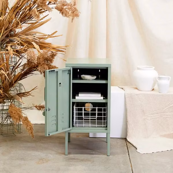 Mustard Made The Shorty To The Left Freestanding Metal Storage Cabinet in Sage Green, W/D/H: 46 x 35 x 72 cm – 3