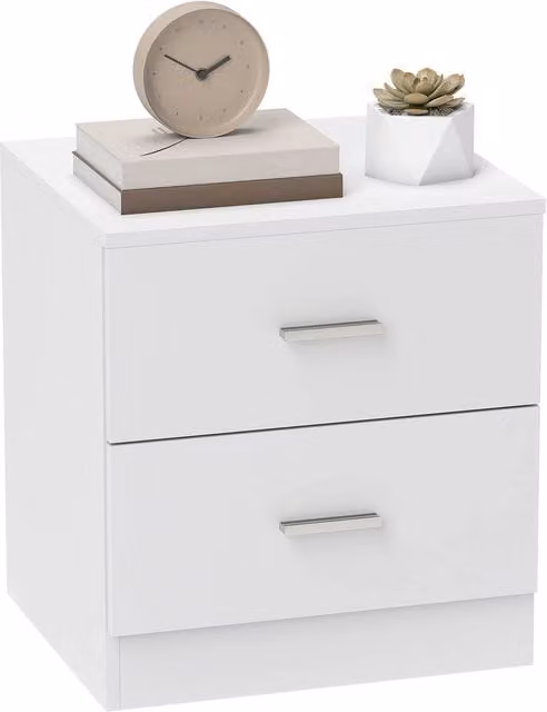 ERGOVEXA Modern White Bedside Table with 2 Drawers