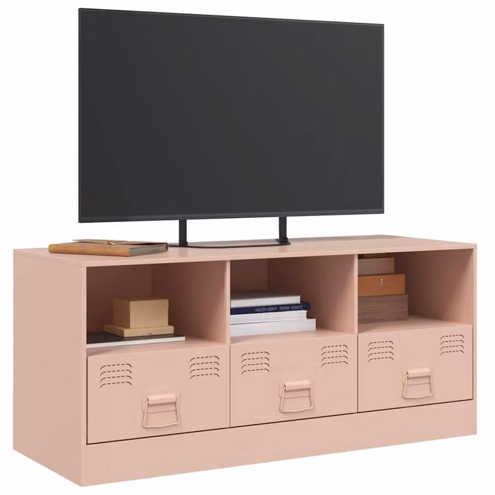 Berkfield Home Modern Pink Metal TV Cabinet W: 99 cm, D: 39 cm, H: 44 cm – 4