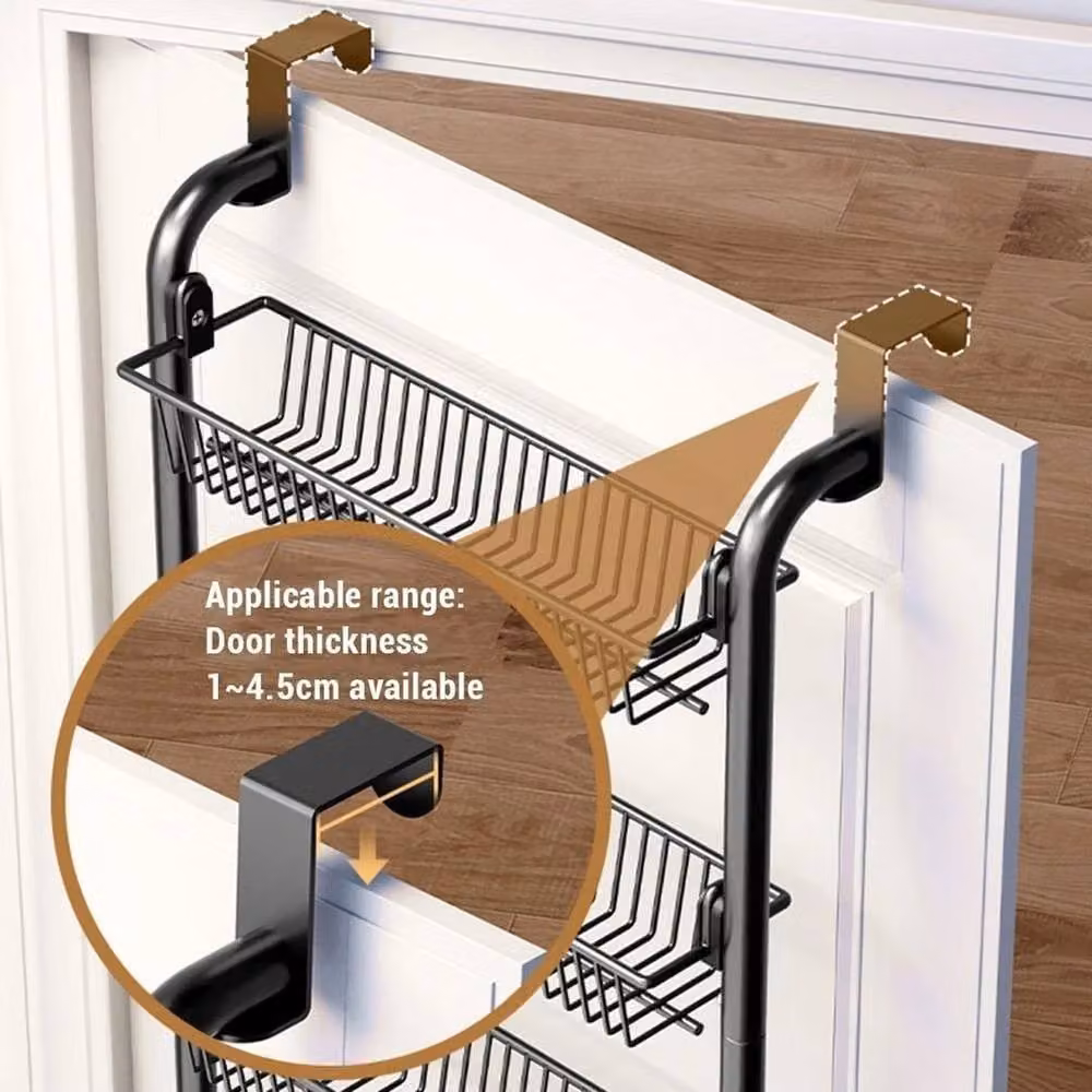 VOGREX 4 Tier Over Door Kitchen Storage Organiser Rack in Black – 3