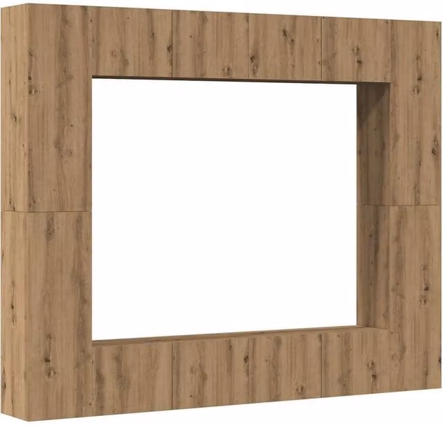 Berkfield Home Artisan Oak Wall Mounted TV Cabinet Doors, 8 Piece Set in Brown Matt Engineered Wood