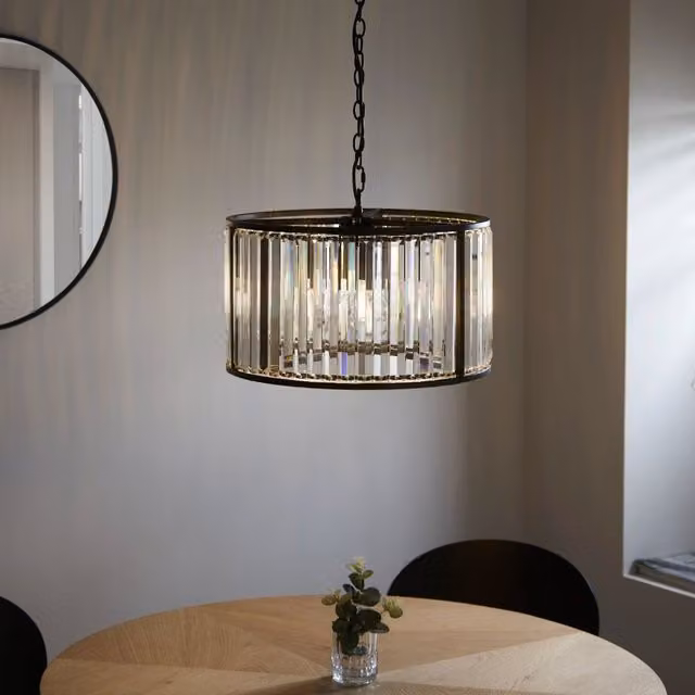 Pagazzi Resto Modern Crystal and Matt Black Dimmable Ceiling Light