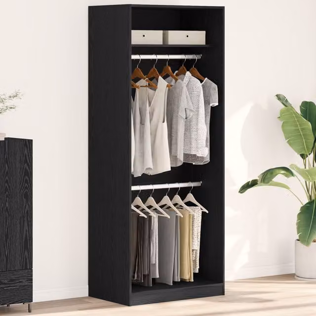 Berkfield Home Black Oak Wardrobe in Black MDF, W/D/H: 80 x 50 x 200 cm – 1