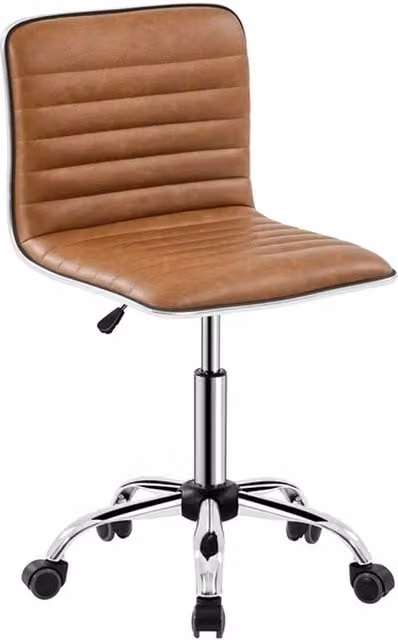 Kelvenix Brown Synthetic Leather Modern Task Chair for Home Office and Bedroom – 1