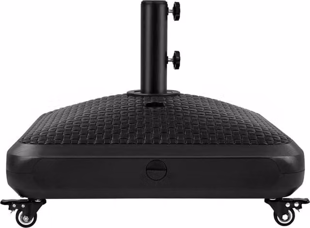 Yaheetech Rolling Patio Parasol Umbrella Base Stand in Black with Rattan Pattern