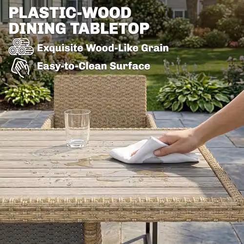 Outsunny 7 Piece Rattan Garden Furniture Set with Table and Chairs in Grey and Beige – 3