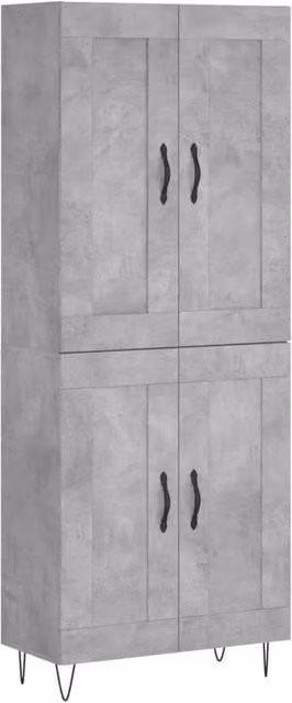 Berkfield Home Industrial Highboard in Concrete Grey, W/D/H: 69.5 x 34 x 180 cm – 1