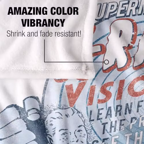 Warner Bros. Superman Vintage X-Ray Vision Super Soft Silky Touch Fleece Throw Blanket, Multicolour, W: 152.4 cm x D: 127.0 cm – 2