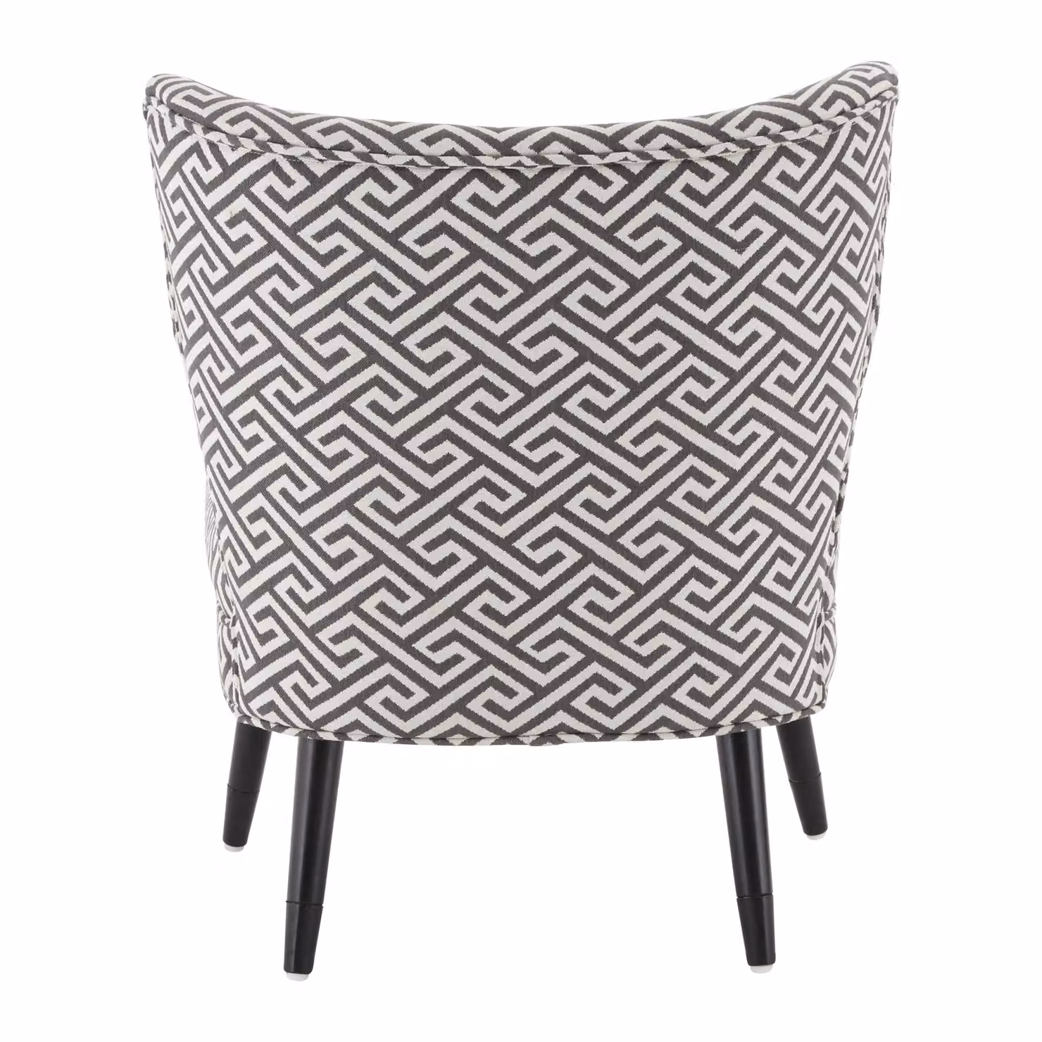 Orsina Modern Geometric Lounge Chair with Armrests in Black, Grey and Multicolour Fabric and Birch Wood – 2