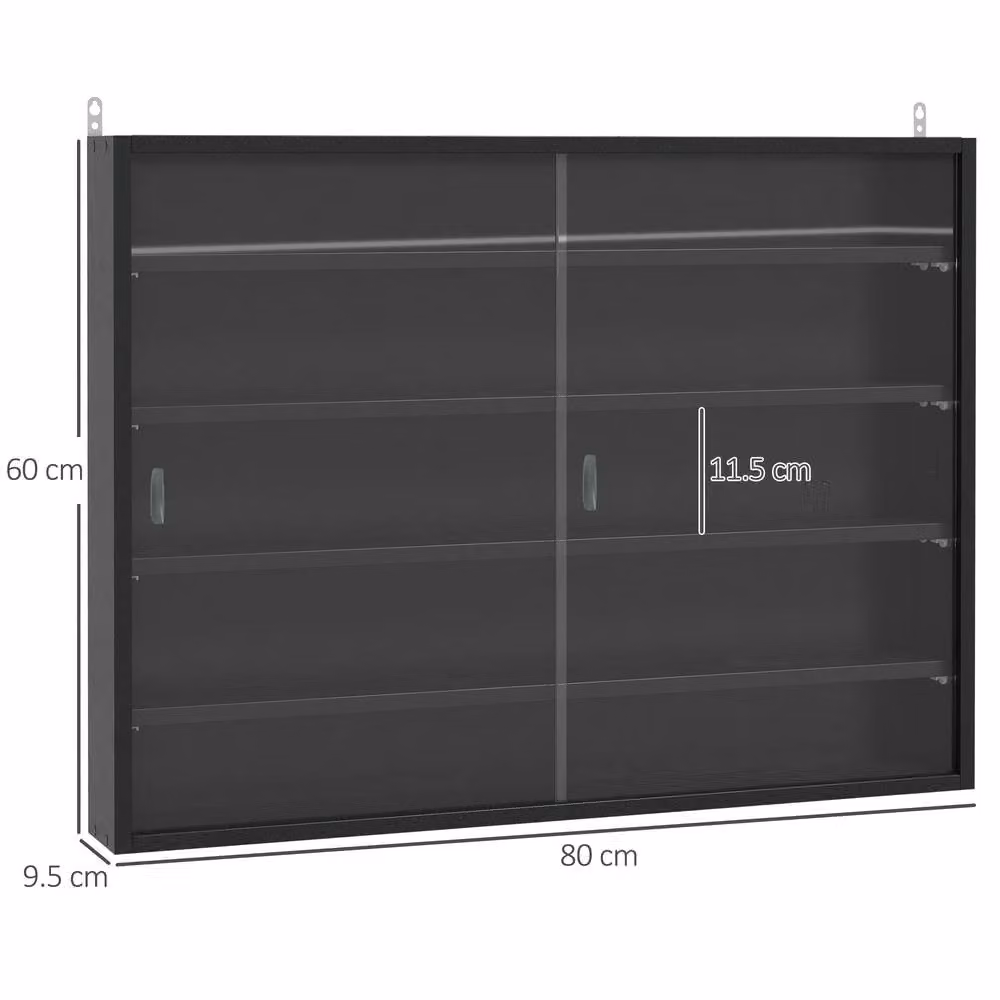 STILVORA Wall Mounted Modern Black Matt Cabinet with Glass Doors and Internal Shelves – 3