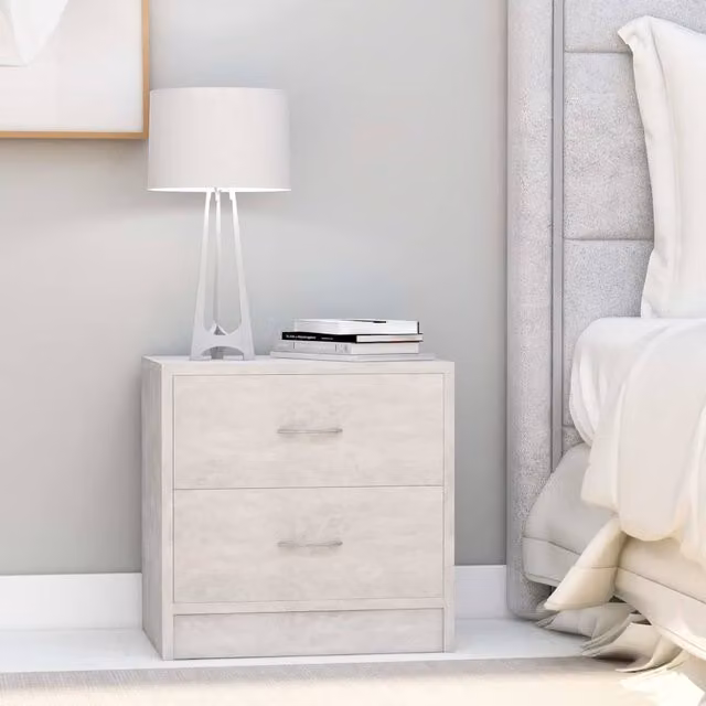 Berkfield Home Bedside Cabinet in Concrete Grey, W/D/H: 40 x 30 x 40 cm