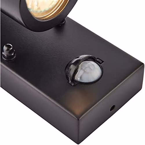 Loops Twin Up & Down IP44 Wall Light with PIR Motion Sensor in Matt Black Stainless Steel and Transparent Glass for Garden and Outdoor Use, GU10 LED Compatible – 2