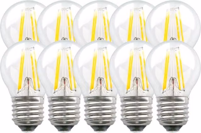 Harper Living Pack of 10 Warm White Dimmable E27 LED Golf Ball Bulbs, 4.5W, Transparent