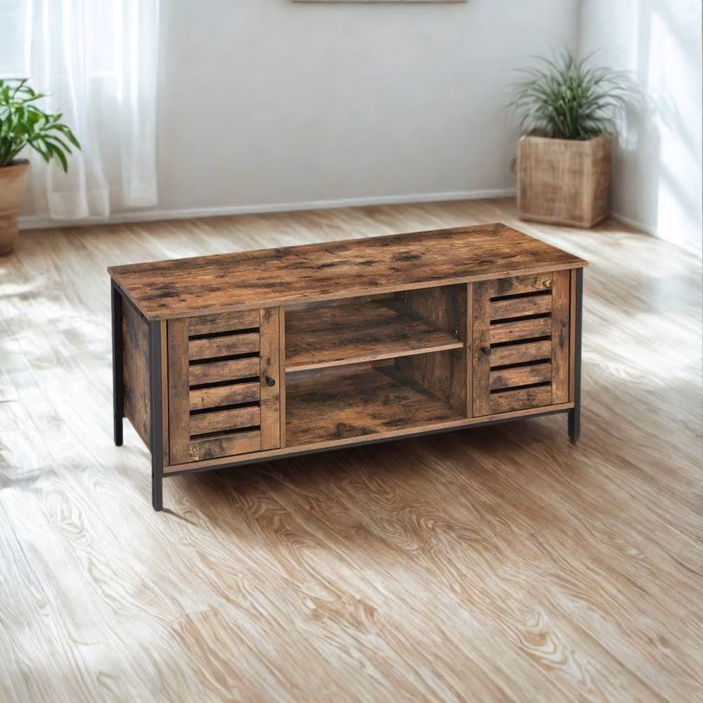 Pirlo Plush Industrial TV Stand Unit with Storage in Brown – 4