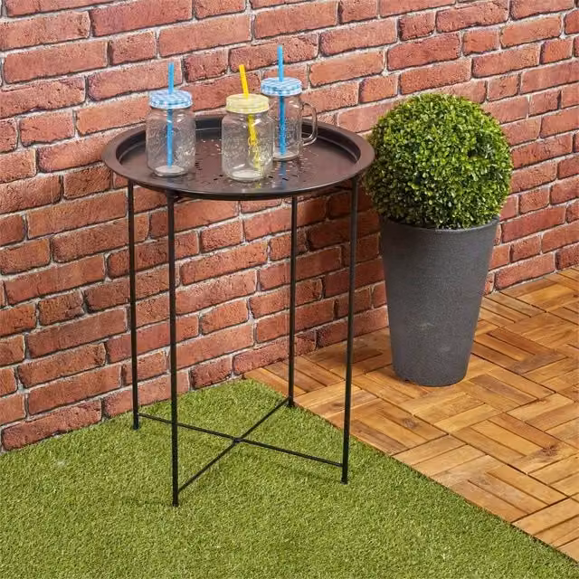 Nordara Black Metal Round Folding Bistro Table for Indoor and Outdoor Use – 1