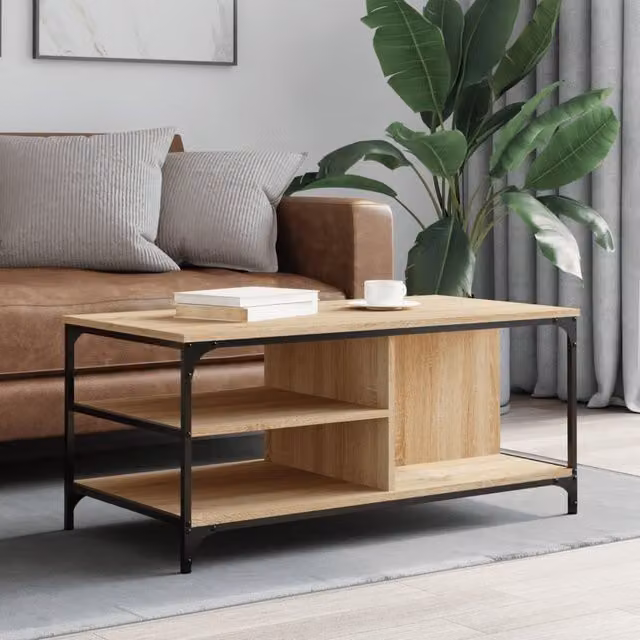 Berkfield Home Sonoma Oak Coffee Table in Brown, W/D/H: 100 x 50 x 45 cm – 1