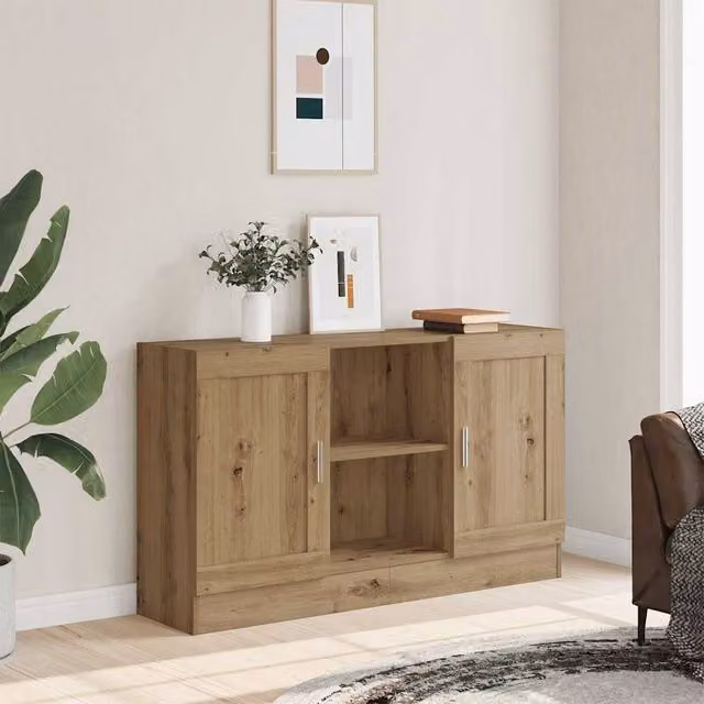 Berkfield Home Artisan Oak Sideboard in Brown, W/D/H: 120 x 30.5 x 70 cm