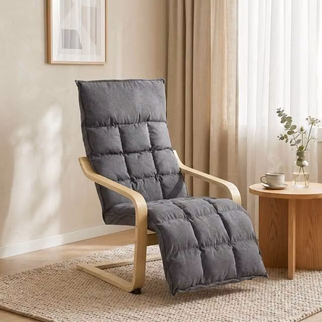 HOMCOM Grey Fabric Accent Chair with Footrest and Armrests